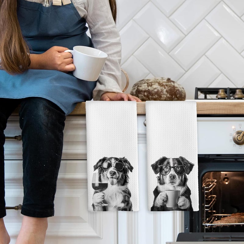 Mcehtle Funny Bernese Mountai Kitchen Towels Set of 2, Funny Dog Kitchen Accessories, Coffee Station Wine Bar Decor, Dog Chef Gift Hand Towel, Dining Room Decorative Tea Towel Dish Towels 16x24 Inch - Image 3